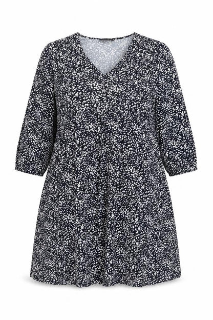 Marks and Spencer Womens Blue Geometric Viscose A-Line Size 18 V-Neck Pullover