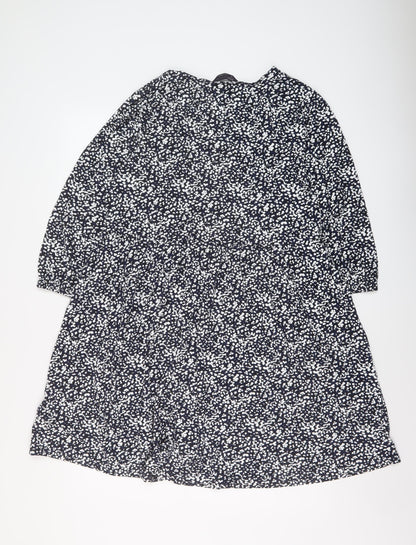 Marks and Spencer Womens Blue Geometric Viscose A-Line Size 18 V-Neck Pullover
