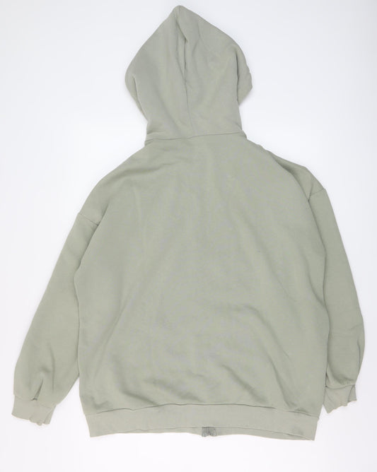 Boohoo Womens Green Cotton Full Zip Hoodie Size S Zip