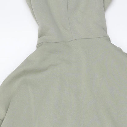 Boohoo Womens Green Cotton Full Zip Hoodie Size S Zip