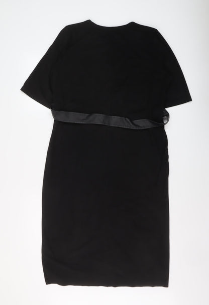 Zara Womens Black Polyester A-Line Size M Round Neck Pullover