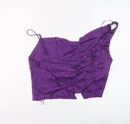 Womens UK Size L Zara Purple Cropped T-Shirt