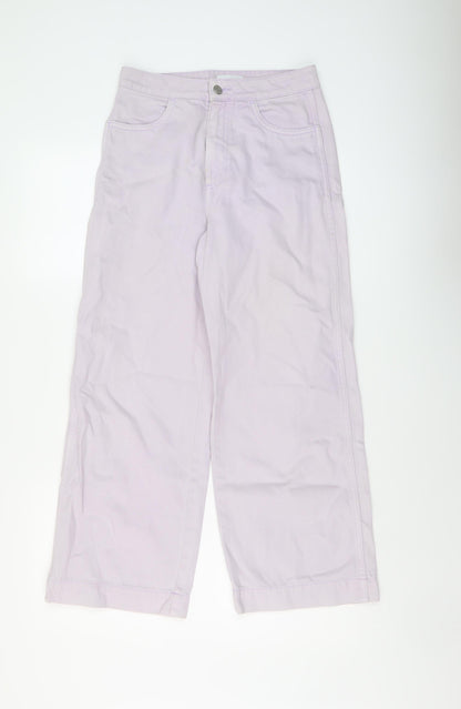 Womens UK Size 8 Weekday Regular Fit Wide-Leg Purple Jeans