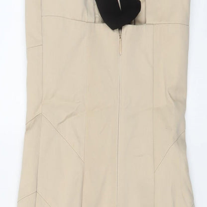 Lipsy Womens Beige Polyester Bodycon Size 6 Mock Neck Zip - Kardashian Collection