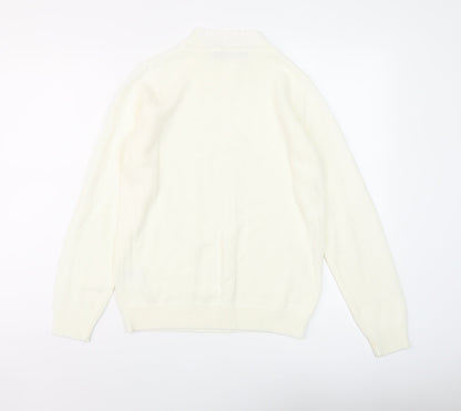 EWM Womens Ivory Mock Neck Acrylic Pullover Jumper Size S