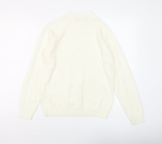 EWM Womens Ivory Mock Neck Acrylic Pullover Jumper Size S