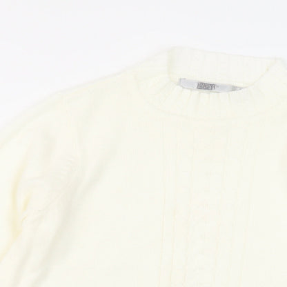 EWM Womens Ivory Mock Neck Acrylic Pullover Jumper Size S