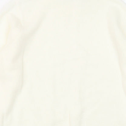 EWM Womens Ivory Mock Neck Acrylic Pullover Jumper Size S