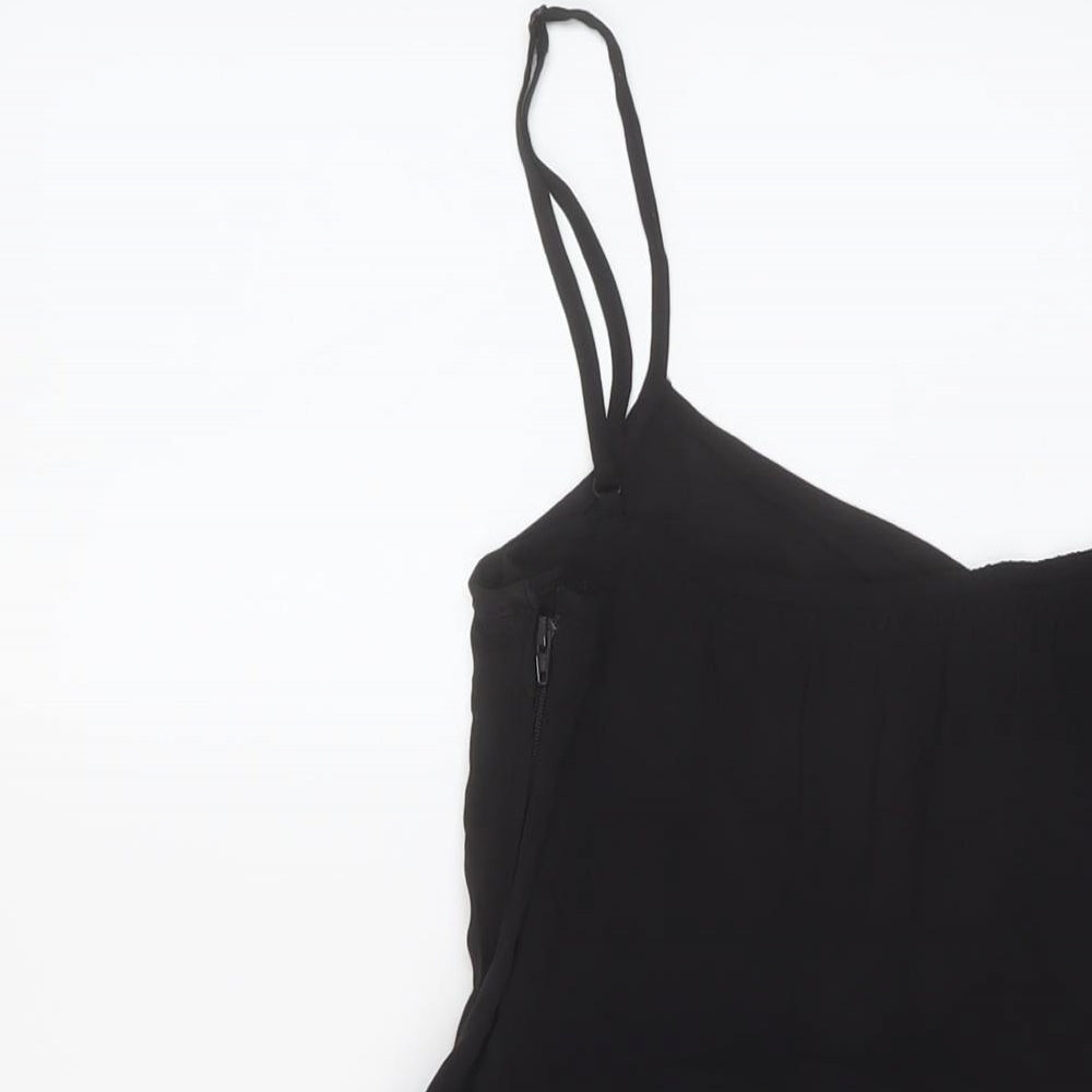 H&M Womens Black Viscose Playsuit One-Piece Size 12 Button