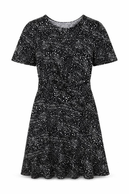 Marks and Spencer Womens Black Geometric Viscose A-Line Size 8 Round Neck Pullover
