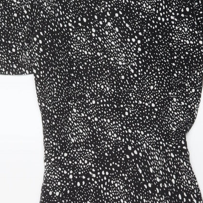 Marks and Spencer Womens Black Geometric Viscose A-Line Size 8 Round Neck Pullover