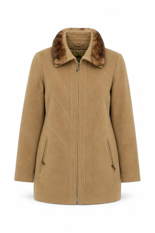 Womens UK Size 10 Style Beige Overcoat