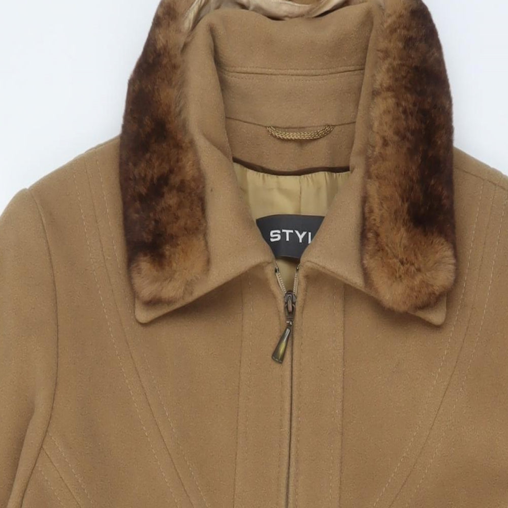 Womens UK Size 10 Style Beige Overcoat