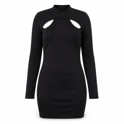 H&M Womens Black Polyester Bodycon Size M Round Neck Pullover