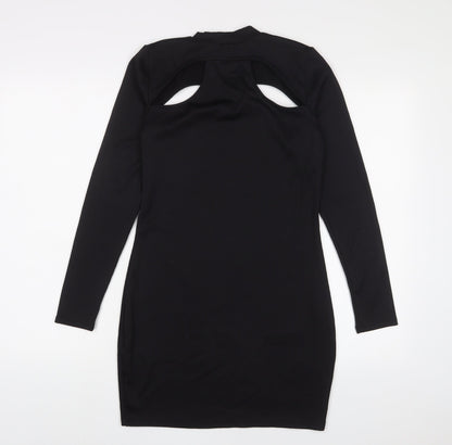 H&M Womens Black Polyester Bodycon Size M Round Neck Pullover