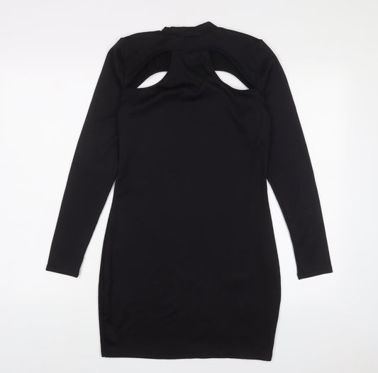 H&M Womens Black Polyester Bodycon Size M Round Neck Pullover