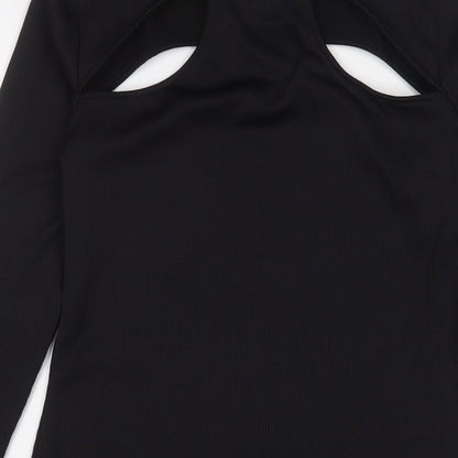 H&M Womens Black Polyester Bodycon Size M Round Neck Pullover