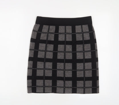 Kenar Womens Grey Plaid Acrylic A-Line Skirt Size M