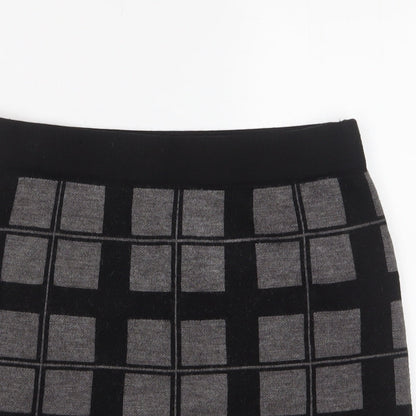 Kenar Womens Grey Plaid Acrylic A-Line Skirt Size M