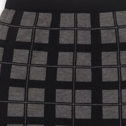 Kenar Womens Grey Plaid Acrylic A-Line Skirt Size M
