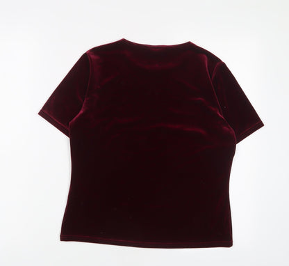 Womens UK Size 12 Debenhams Red Basic T-Shirt