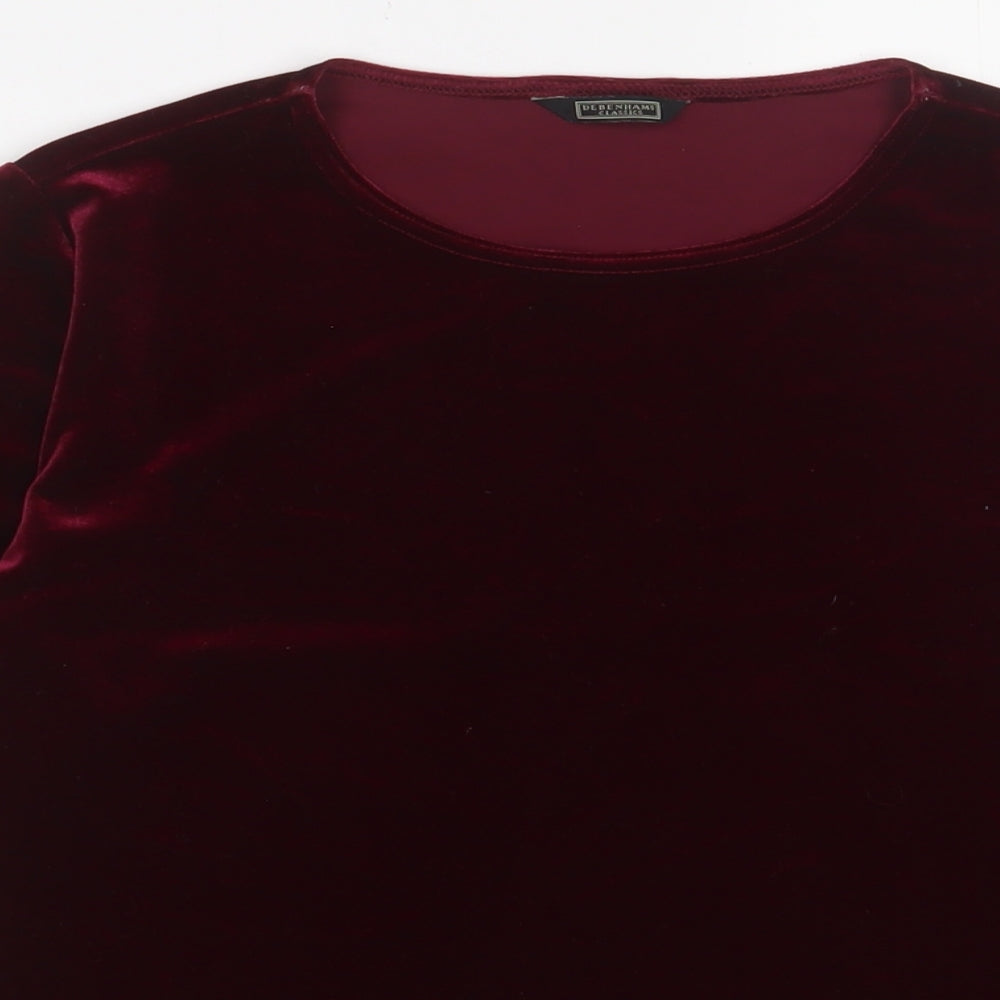 Womens UK Size 12 Debenhams Red Basic T-Shirt