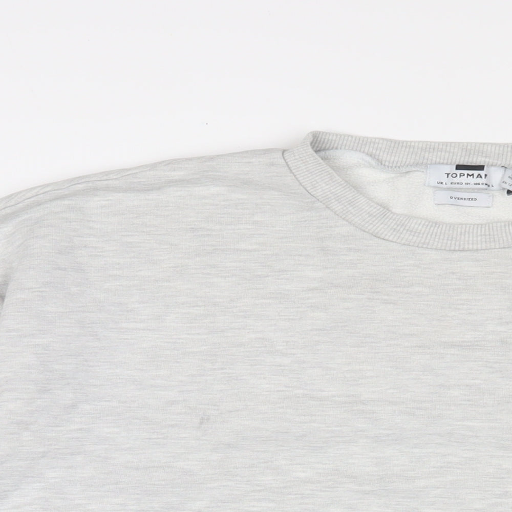 Topman Mens Grey Cotton Pullover Sweatshirt Size L - Oversized