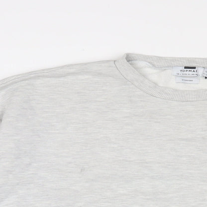 Topman Mens Grey Cotton Pullover Sweatshirt Size L - Oversized
