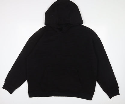 RESERVED Mens Black Polyester Pullover Hoodie Size 2XL - Pockets