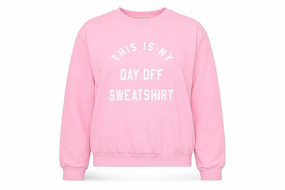 MyNelly Womens Pink Cotton Pullover Sweatshirt Size S Pullover - This is my day off sweatshirt