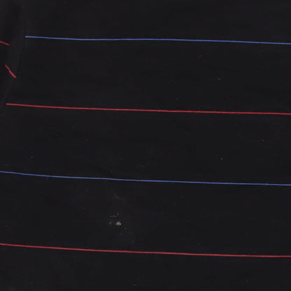 Topman Mens Black Striped Cotton Pullover Sweatshirt Size XL - Embroidered