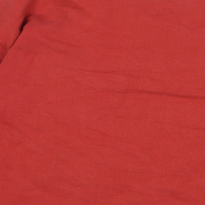 Henley Mens Red Cotton Pullover Sweatshirt Size M - Logo, Embroidered