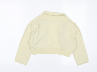 Fever Womens Beige V-Neck Cotton Cardigan Jumper Size 12 - Open, Glitter