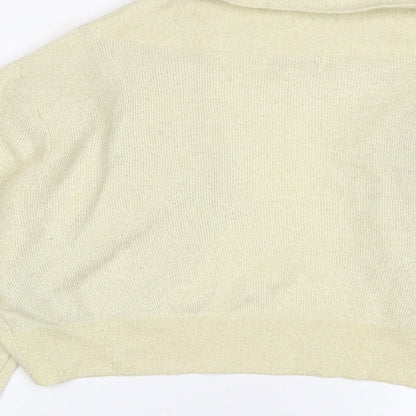 Fever Womens Beige V-Neck Cotton Cardigan Jumper Size 12 - Open, Glitter