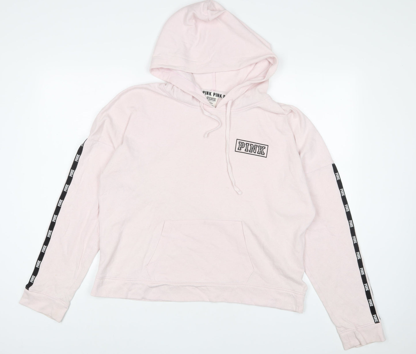 PINK Womens Pink Polyester Pullover Hoodie Size L Pullover