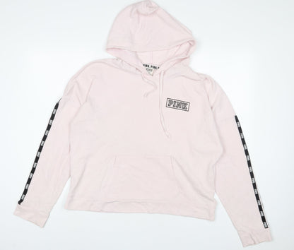 PINK Womens Pink Polyester Pullover Hoodie Size L Pullover