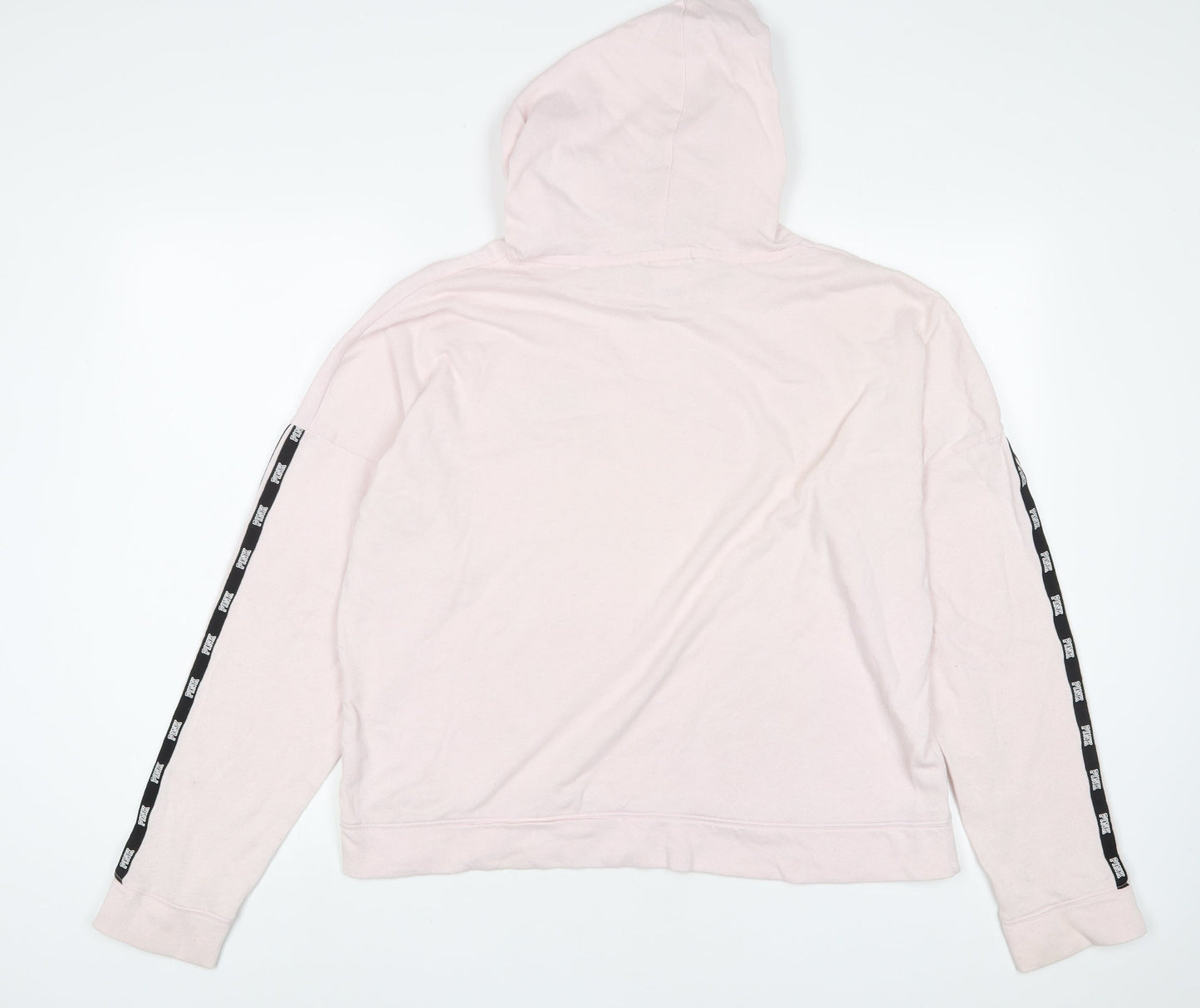 PINK Womens Pink Polyester Pullover Hoodie Size L Pullover