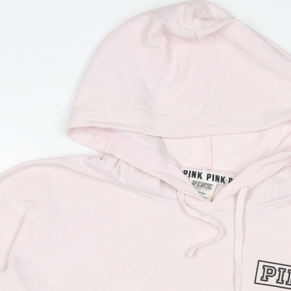 PINK Womens Pink Polyester Pullover Hoodie Size L Pullover