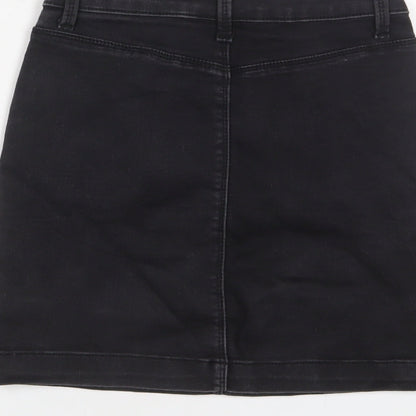 Missguided Womens Black Cotton A-Line Skirt Size 8 Zip