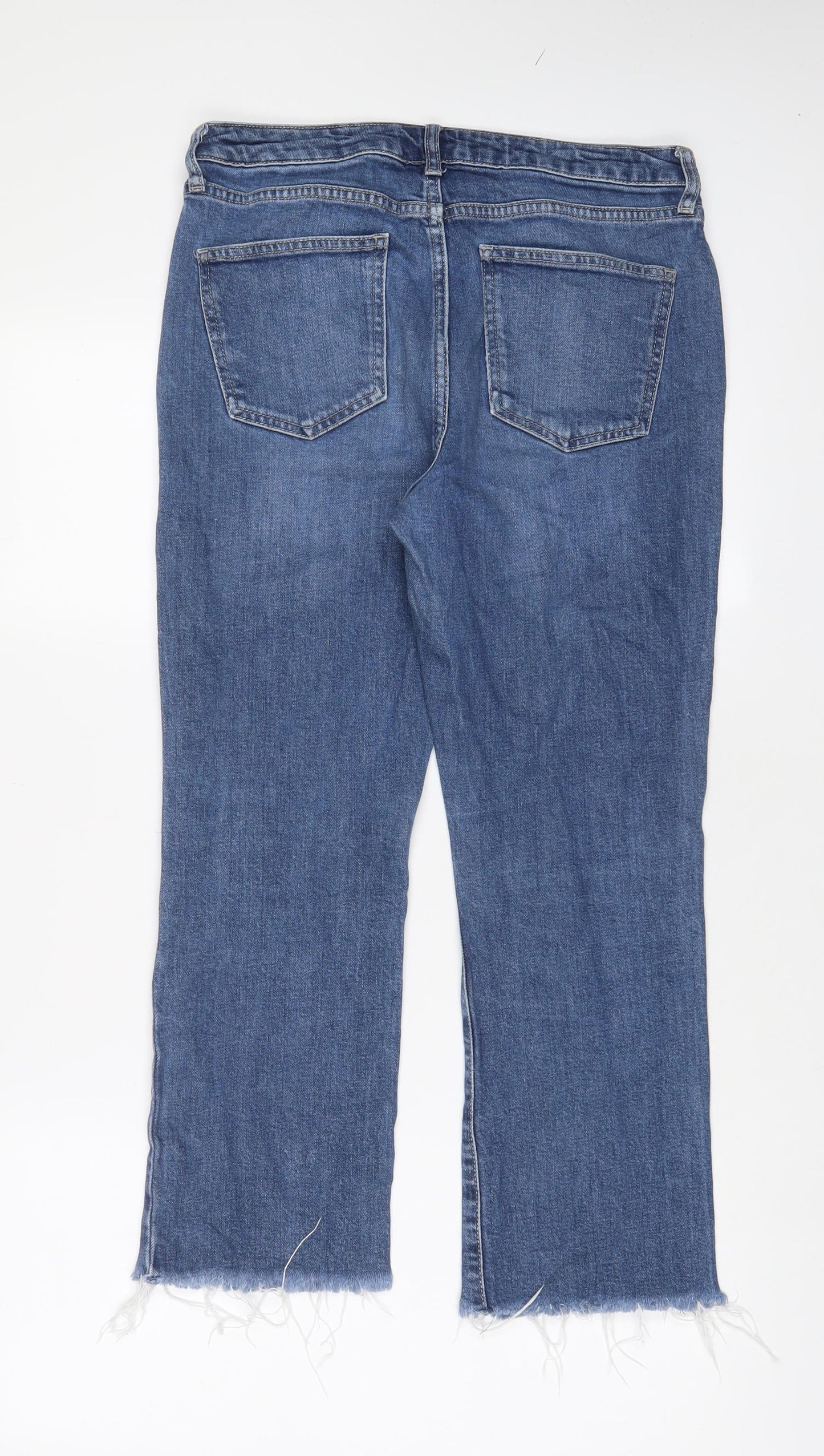 Topshop Womens Blue Cotton Straight Jeans Size 30 in L30 in Regular Zip