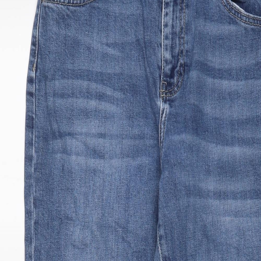 Topshop Womens Blue Cotton Straight Jeans Size 30 in L30 in Regular Zip