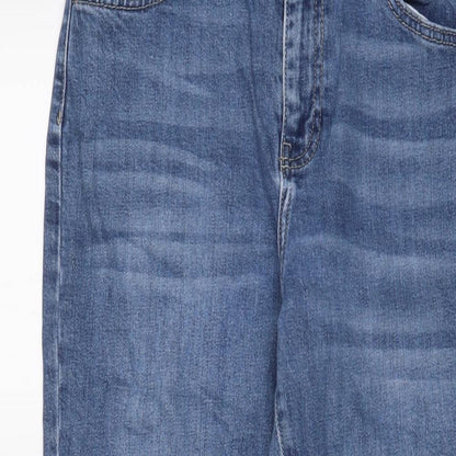 Topshop Womens Blue Cotton Straight Jeans Size 30 in L30 in Regular Zip