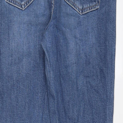 Topshop Womens Blue Cotton Straight Jeans Size 30 in L30 in Regular Zip