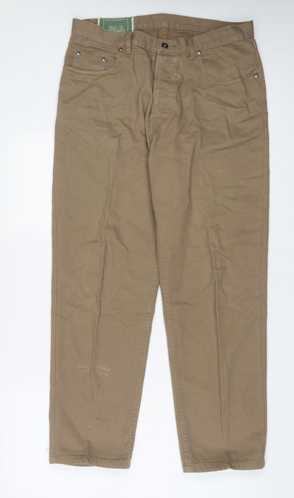Mens UK Size 34 in Trading-Co Regular Fit Straight Brown Jeans