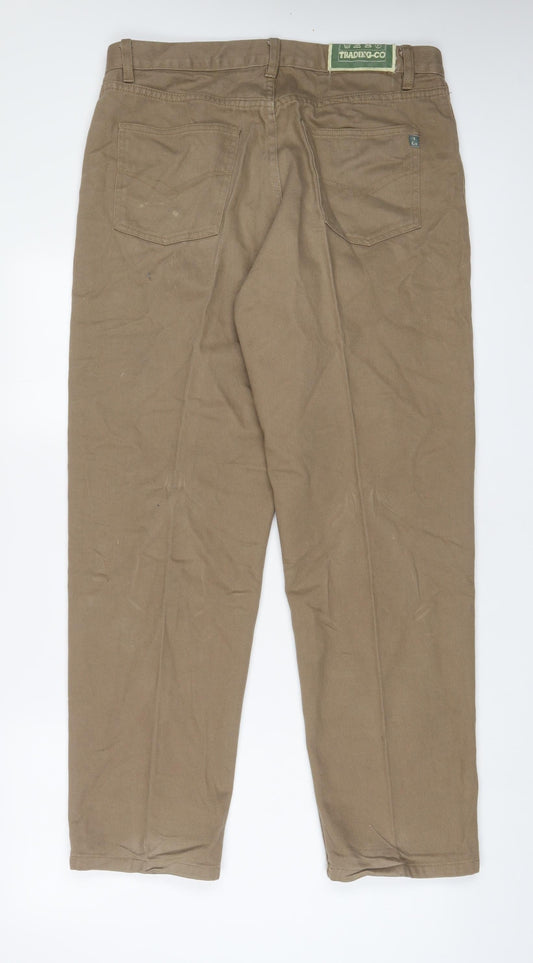Mens UK Size 34 in Trading-Co Regular Fit Straight Brown Jeans