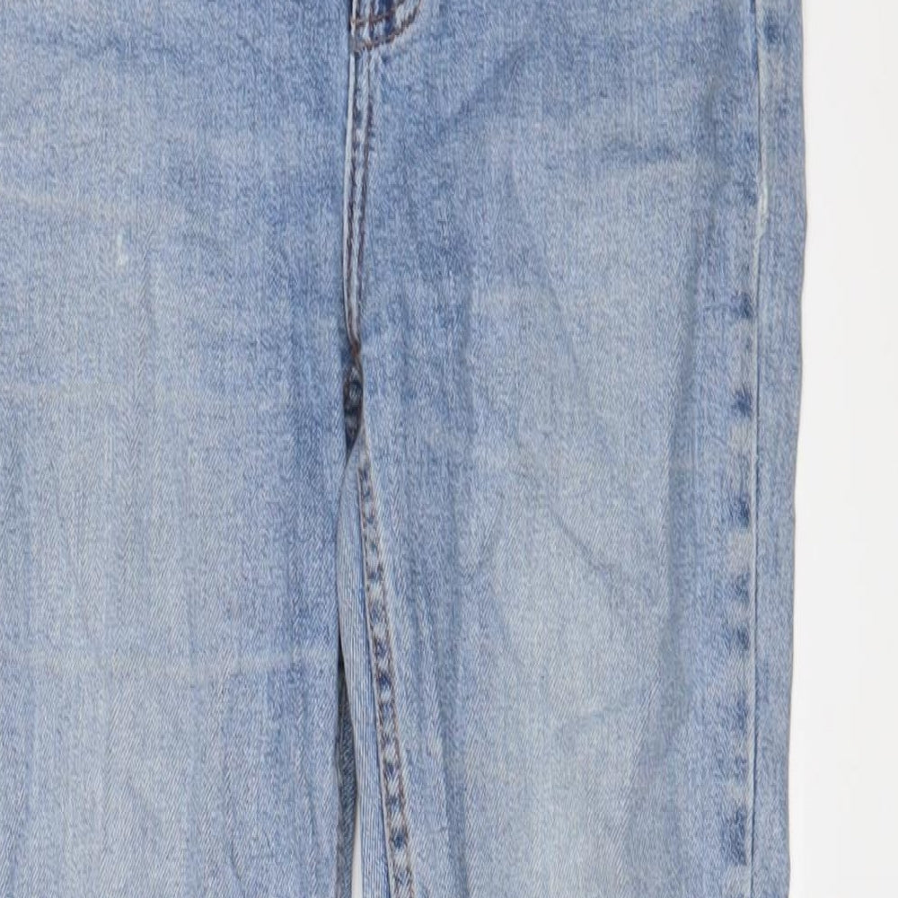 Denim & Co. Womens Blue Cotton Straight Jeans Size 8 L24 in Regular Zip