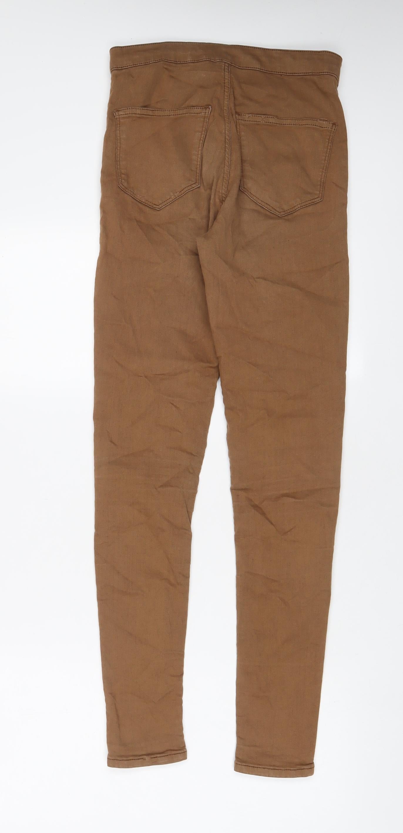 Topshop Womens Brown Cotton Skinny Jeans Size 28 in L34 in Regular Zip