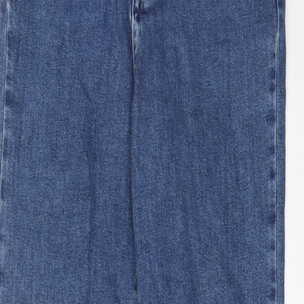 NA-KD Womens Blue Cotton Straight Jeans Size 8 L28 in Regular Button