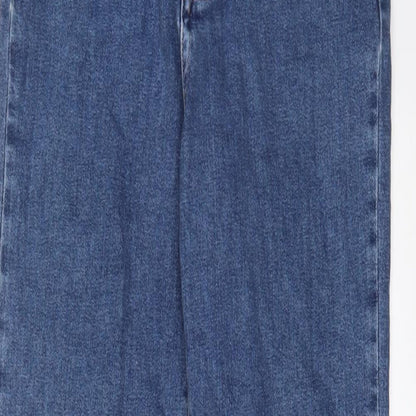 NA-KD Womens Blue Cotton Straight Jeans Size 8 L28 in Regular Button