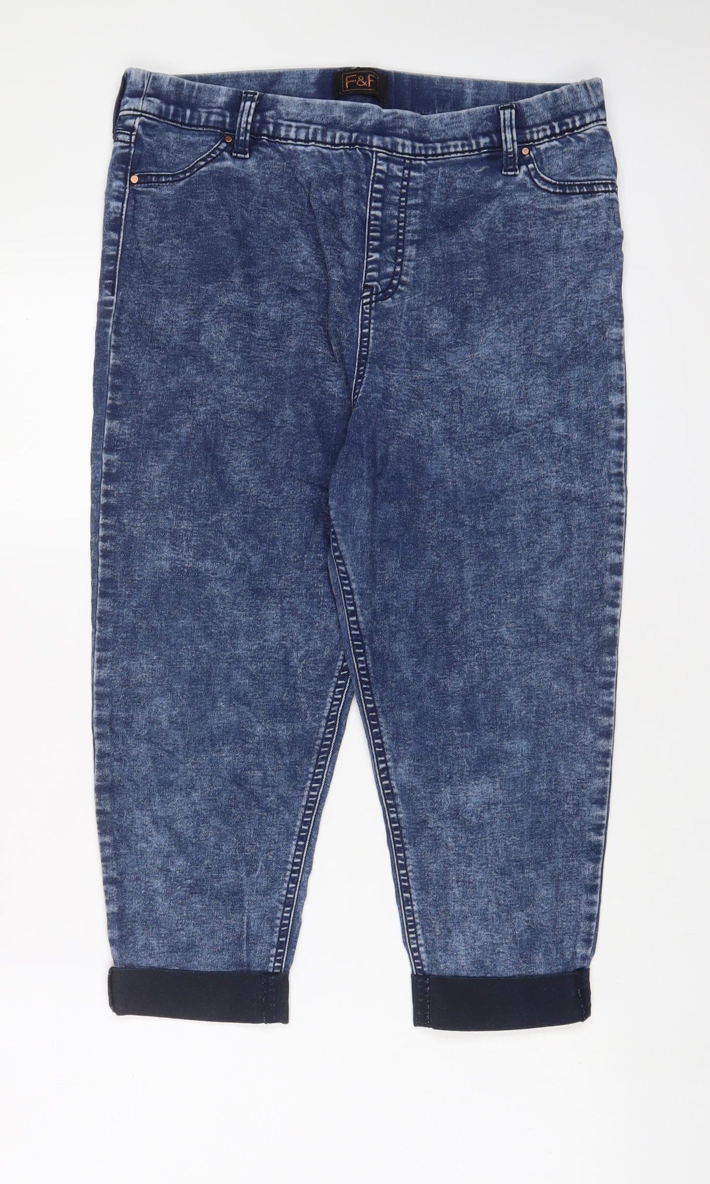 F&F Womens Blue Cotton Bermuda Shorts Size 32 in L18 in Regular Pull On